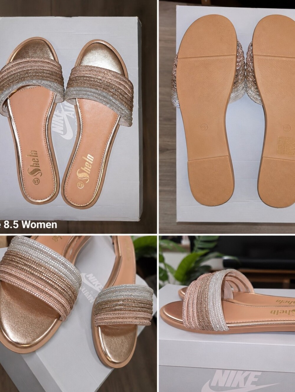 Women’s Rhinestone Slide Sandals – Size 8.5